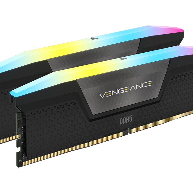 DDR5, 6000MT/s 32GB 2x16GB DIMM, Unbuffered, 36-44-44-96, Std PMIC, XMP 3.0, VENGEANCE RGB DDR5 Black Heatspreader, Black PCB, 1.4V