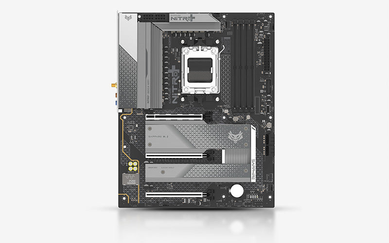 SAPPHIRE NITRO+ B850A WIFI7 motherboard;Chipset: AMD B850; AMD Ryzen 7000, 8000, and 9000 series;Up to 192 GB (48 GBx4 DIMMs)