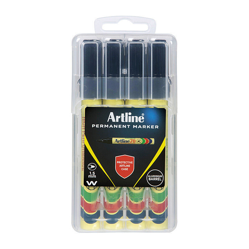 Artline 70 Perm Mrk Blk HC Pk4 Black