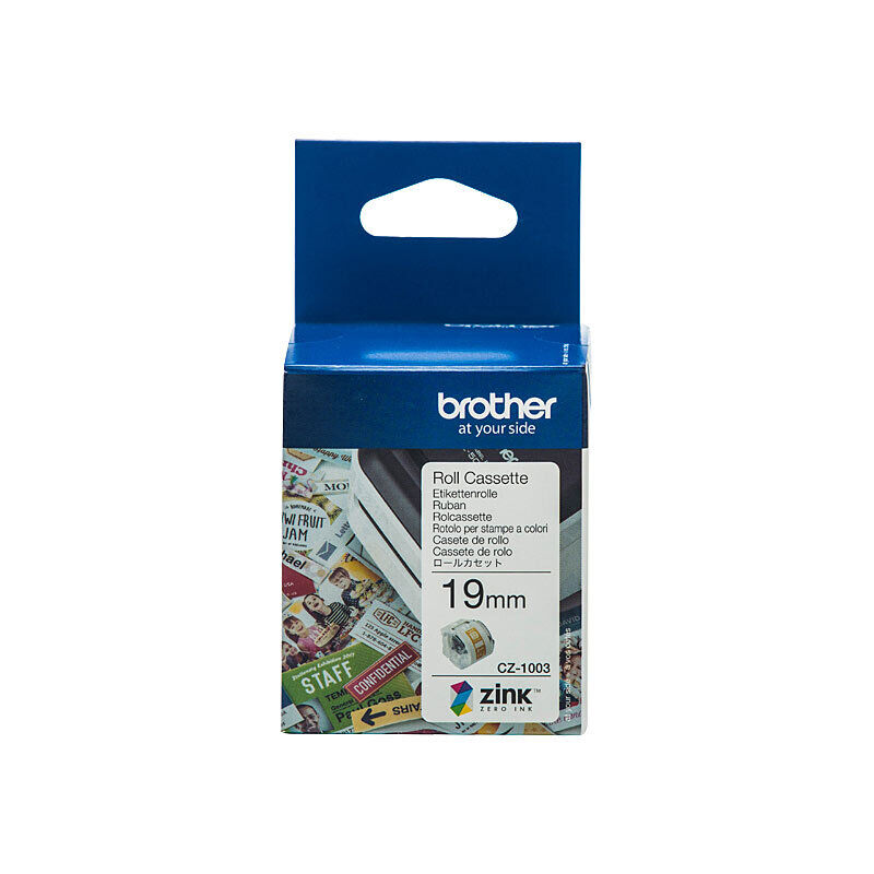 Brother CZ1003 Tape Cassette 19mm x 5m White Label Roll