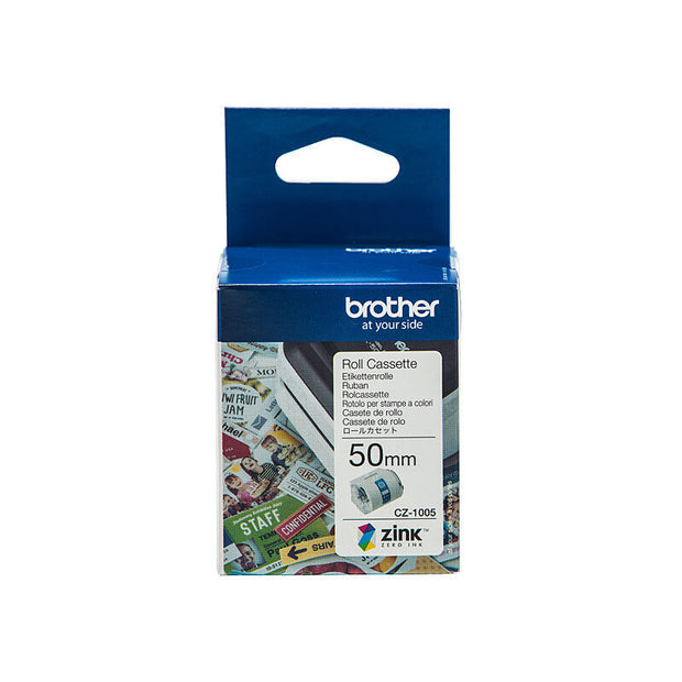 Brother CZ1005 Tape Cassette 50mm x 5m White Label Roll