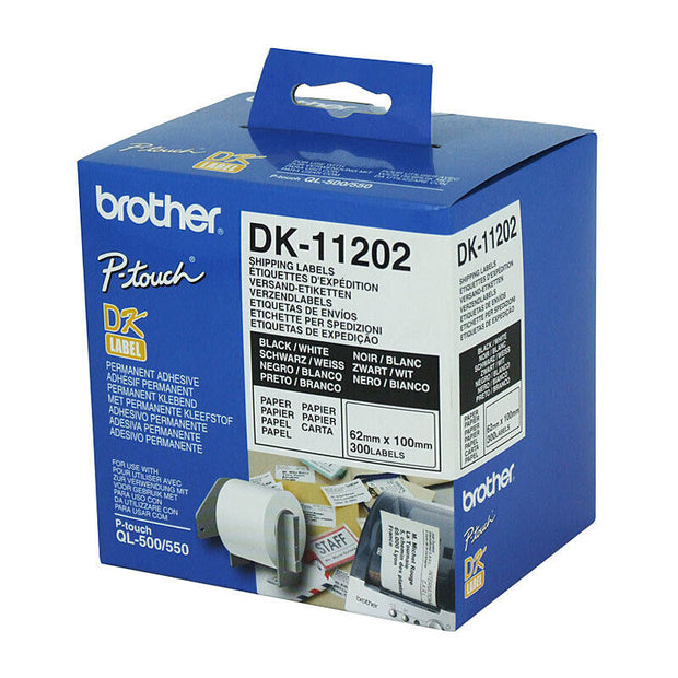 Brother DK11202 White Label 300 (62x100mm) labels per roll
