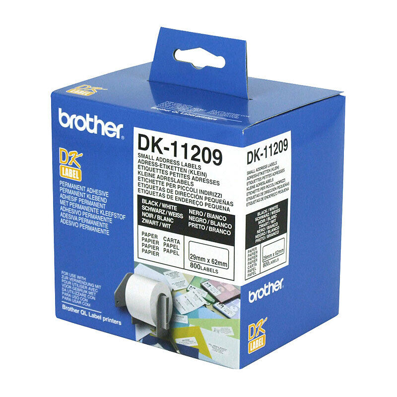 Brother DK11209 White Label 800 (29x62mm) labels per roll