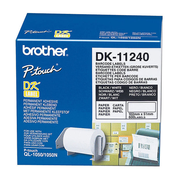 Brother DK11240 White Label 600 (102x51mm) labels per roll