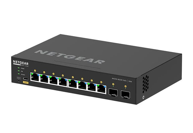 NETGEAR M4250-8G2XF-PoE+ Desktop Managed Switch 8x1G PoE+ 220W and 2x10G SFP+ AV Line (GSM4210PX)