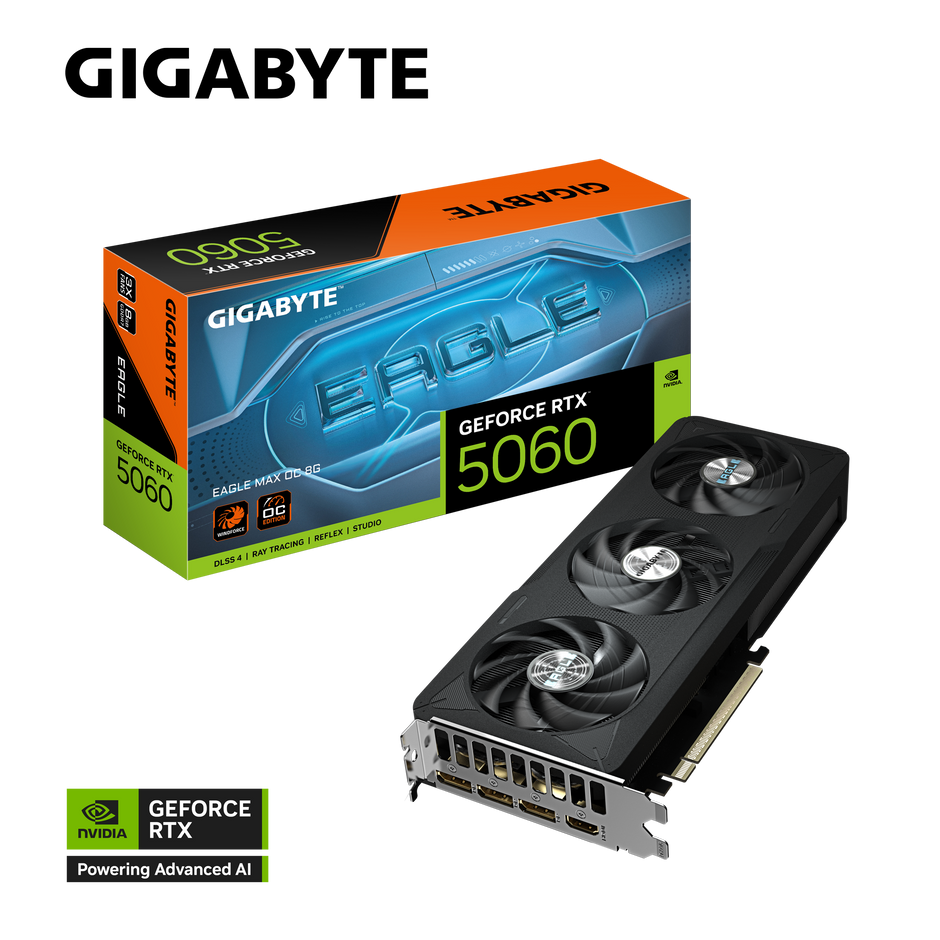 GeForce RTX 5060 EAGLE MAX OC 8G; 2550 MHz; 128 bit; 7680x4320