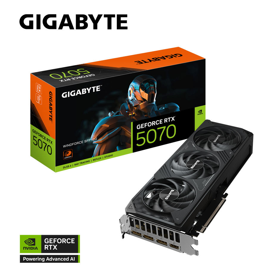 Gigabyte GV-N5070WF3-12GD GeForce RTX 5070 WindForce 16GB GDDR7 Graphics Card