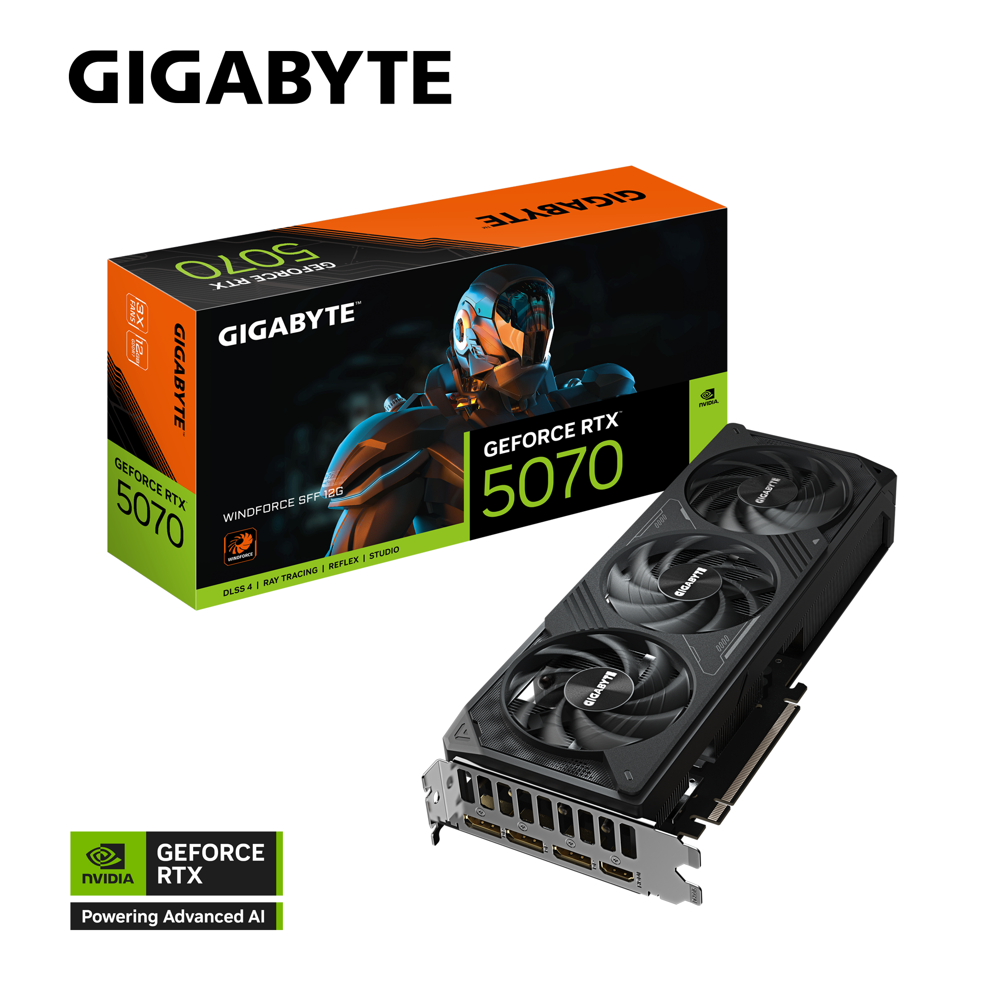 Gigabyte GV-N5070WF3-12GD GeForce RTX 5070 WindForce 16GB GDDR7 Graphics Card