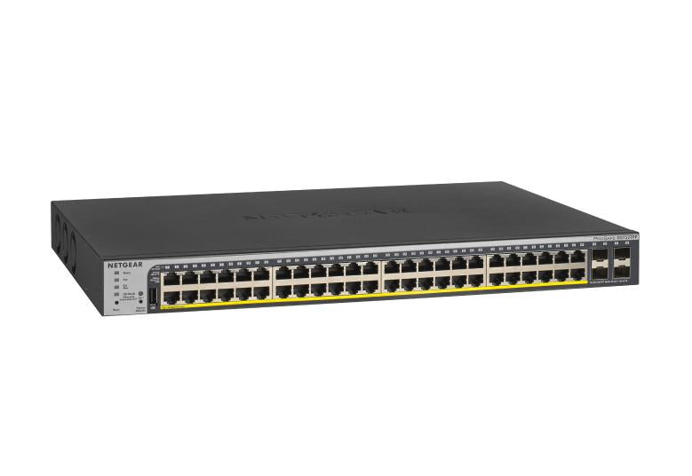 NETGR 48-Port Gigabit high-power PoE+ Ethernet Smart Switch with 4 SFP Ports, 760W, Remote/Cloud management option with NETGR Insight (GS752TPPv3)