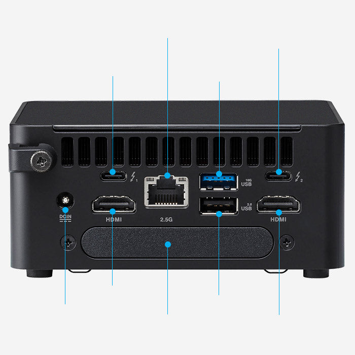 ASUS NUC 14 (L10 Tall) - Ultra 7 155H, 32GB DDR5-5600, 1TB M.2 2280 4.0 SSD, Wi-Fi 6E AX211, 2.5G LAN, WIN11 PRO, 3YR ONSITE - NO AU CORD