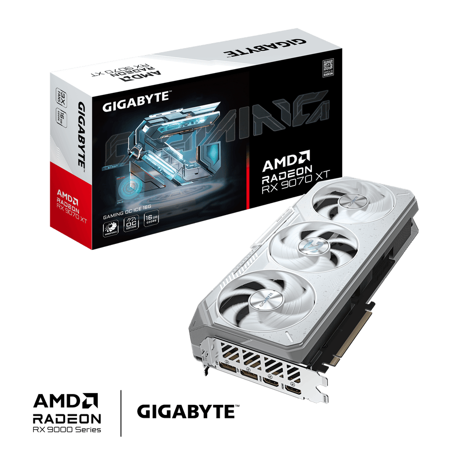 Radeon RX 9070 XT GAMING OC ICE 16G, 512 M x32 GDDR6, HDMI (gold palted)x2, DP  (gold palted)x2,WF3X,PSU850, TGP 424real,