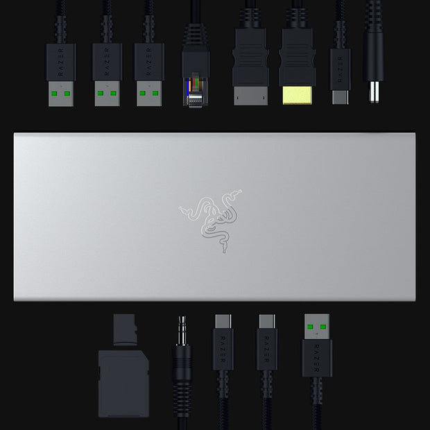 Razer USB 4 Dock-USB Type C 14-in-1 Multiport Adapter Mercury White-AUS/NZ Packaging