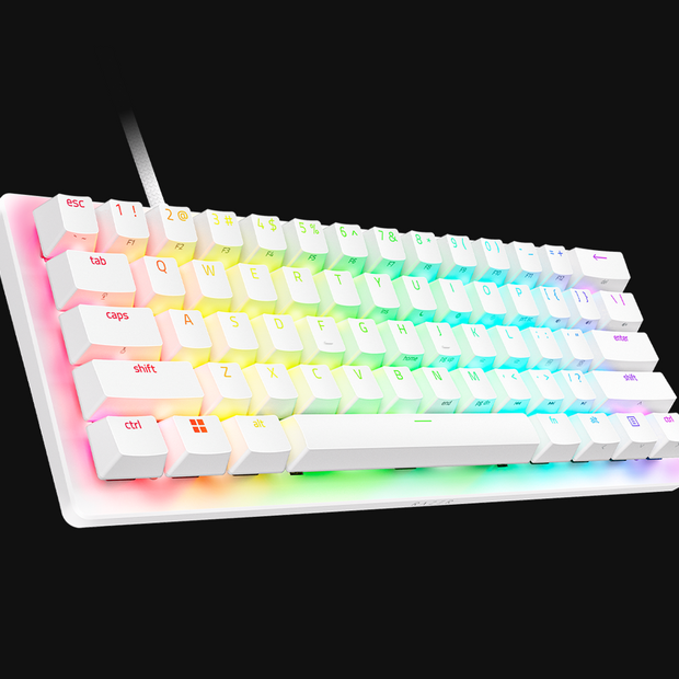 Razer Huntsman V3 Pro Mini-60% Analog Optical Esports Keyboard-White Edition-US Layout-World Packaging