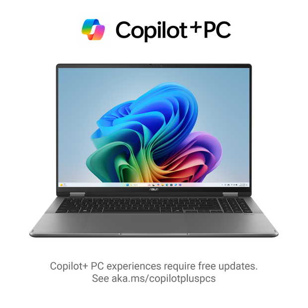 Vivobook 16 Flip OLED - INTEL CORE ULTRA 7 258V/16.0"/3K (2880 x 1800)/LPDDR5X 32G/1TB PCIEG4/Matte Grey/Win11 Pro/Touch screen/Pen/1YR
