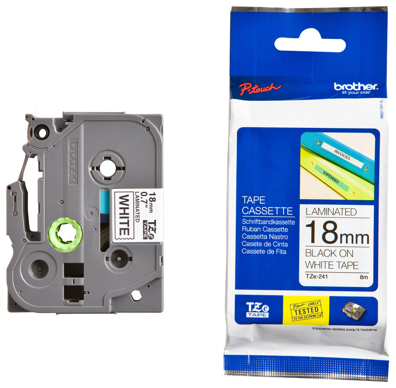 18MM BLACK ON WHITE TZ TAPE