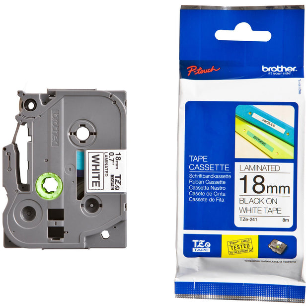 18MM BLACK ON WHITE TZ TAPE