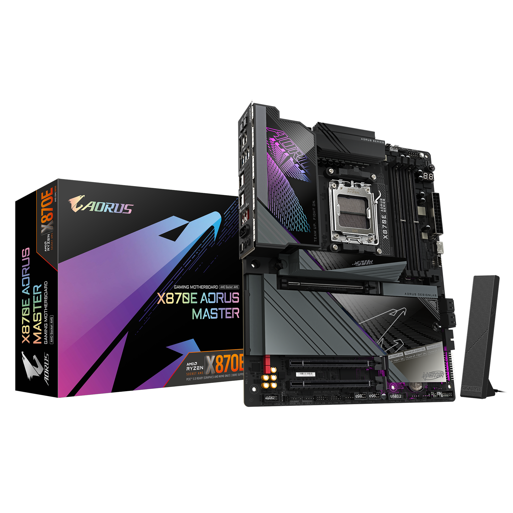X870E AORUS MASTER; AMD X870E; AMD Socket AM5, support for: AMD Ryzen 9000/8000/7000;Integrated Graphics Processor with AMD Radeon Graphics support